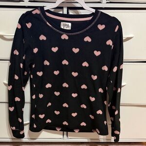 Women's Black and Pink Heart Sweater